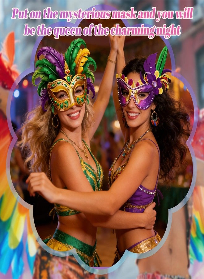 MOSIOBERDAVIAN 24 Pcs Mardi Gras Masks Bulk Paper Masquerade Masks Pack Vintage Carnival Mask for Masquerade Party Supplies for Women Man New Orleans Dress Up Photo Booth Prop Prom Decor Party Favors - Image 4